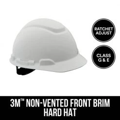 3M White Non-Vented Hard Hat with Ratchet Adjustment -Safety Equipment Sales white 3m hard hats chh r w6 d4 1000
