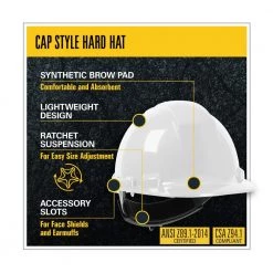 MAXIMUM SAFETY White 4-Point Ratchet Suspension Cap Style Hard Hat -Safety Equipment Sales white maximum safety hard hats mx11or vpd6 77 1000