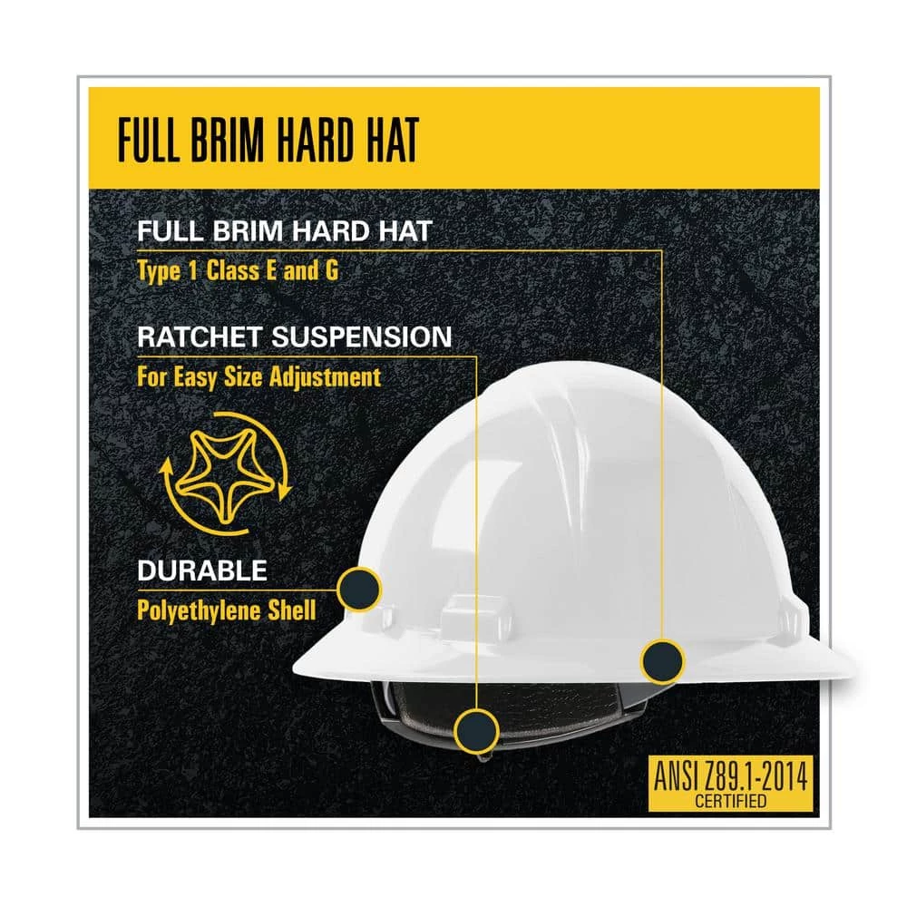 MAXIMUM SAFETY White 4 Point Ratchet Suspension Full Brim Hard Hat 7 MAXIMUM SAFETY White 4 Point Ratchet Suspension Full Brim Hard Hat - Image 7