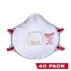 Milwaukee N95 Professional Multi-Purpose Valved Respirator with Gasket (40-Pack)