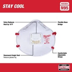 Milwaukee N95 Professional Multi-Purpose Valved Respirator (3-Pack) -Safety Equipment Sales white milwaukee face masks 48 73 4012 40 1000