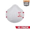Milwaukee N95 Multi-Purpose Unvalved Respirator (10-Pack)