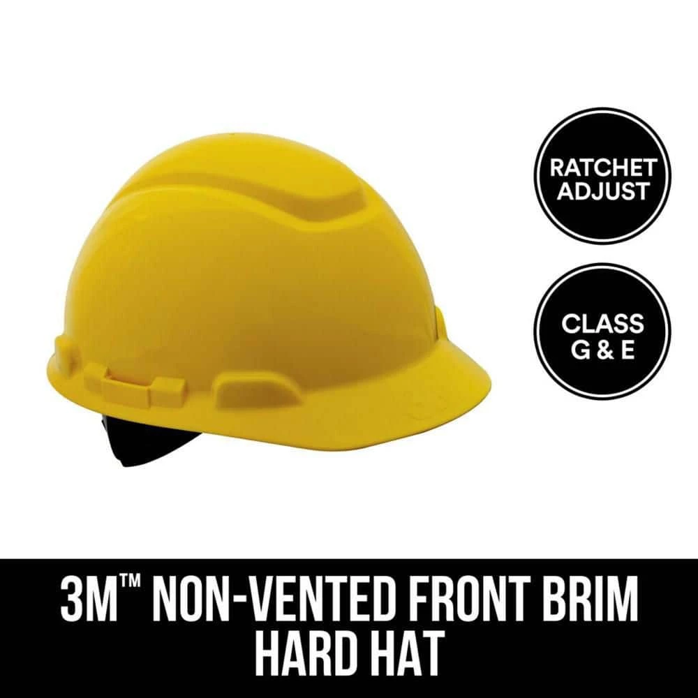 3M Yellow Non-Vented Hard Hat with Ratchet Adjustment 1 3M Yellow Non-Vented Hard Hat with Ratchet Adjustment