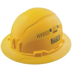 Klein Tools Yellow Hard Hat, Vented, Full Brim