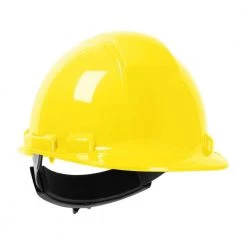 MAXIMUM SAFETY Yellow 4-Point Ratchet Suspension Cap Style Hard Hat
